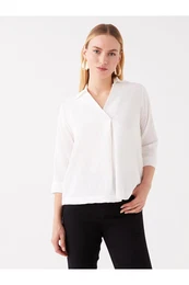 Women's Shirt Collar Plain Blouse