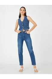 High Waist Jeans Slim Fit - Mom Slim Jean