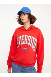 Hooded Printed Long Sleeve Women's Sweatshirt