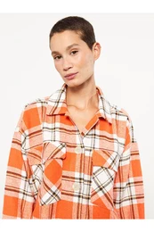 Women's Plaid Long Sleeve Flannel Oversize Lumberjack Shirt Jacket