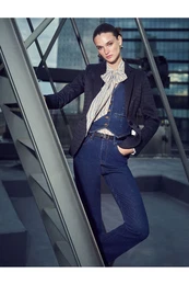 Women's Navy Blue Plaid Jacket