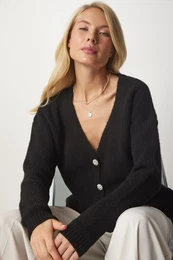 Srea Istanbul enska rna Elegantna pletenina z gumbi Cardigan