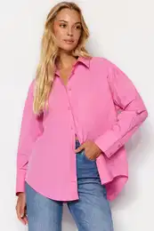 Fuchsia Oversize/Creature Poplin Woven Shirt
