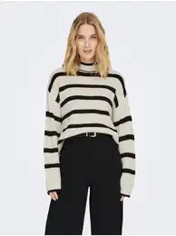 Black and cream ladies striped sweater Justyna - Women