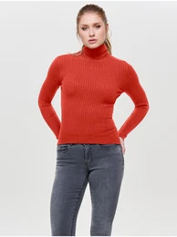Orange Ladies Ribbed Turtleneck Karol - Ladies