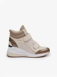 Beige women's leather ankle wedge sneakers Gent - Women's