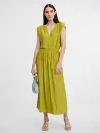 Green Pleated Maxidresses - Ladies