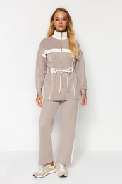 Mink Piping Knitted Scuba/Diving Bottom-Top Set