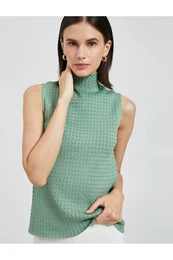 Turtleneck singlet brez rokavov, pleteni vzorec