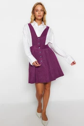 damson mini gilet tkani gumb Podrobno tkana obleka