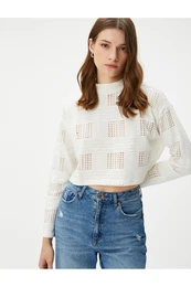 Crop Sweatshirt Openwork Long Sleeve