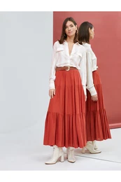 Shirt Tunic Buttoned Pocket Detailed Long Sleeve Viscose