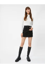Long Sleeve T-Shirt Half Turtleneck Textured Slim Fit