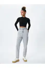 kavbojke z elastinim pasom visok pas - baggy kavbojke