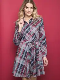 Obleka karirasta obleka siva