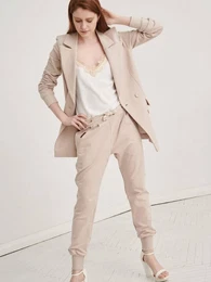 Beige oversize double-breasted jacket