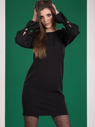 Dress with flared sleeves black