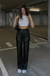 Mad Girls Black Leather Pants