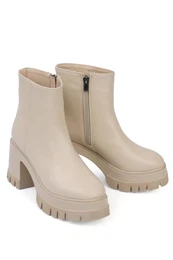 1504 Round Toe Side Zipper Mid Heel Women's Boots