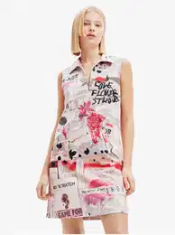 Pink and white women's patterned dress Loa - Women's