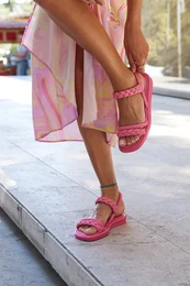 Women's Fuchsia Knitted Band Sandals