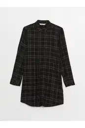 Shirt Collar Plaid Long Sleeve Women's Tunic