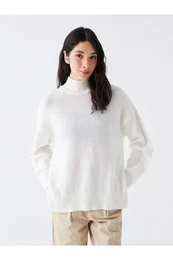 Half Turtleneck enski pulover za pletenine z ravnimi dolgimi rokavi prevelika