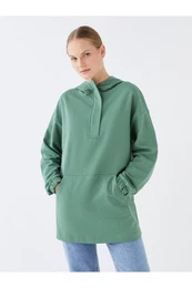 Hooded Plain Long Sleeve Oversize Women's Sweatshirt