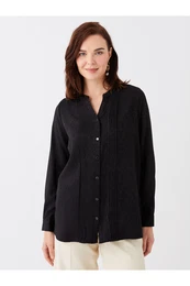 Loose Collar Patterned Long Sleeve Women's Shirt