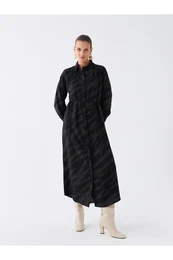 Patterned Long Sleeve Women's Shirt Dress