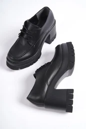 Round Toe Women's Lace-up Mid Heel Loafers