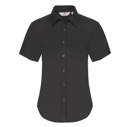 Black Poplin Shirt With Short Sleeves