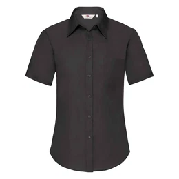 Black Poplin Shirt With Short Sleeves
