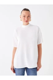 Women's High Neck Straight Short Sleeve Tunic