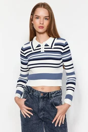 Ecru Crop Polo pletenina pulover
