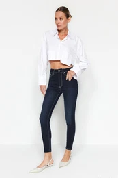 polnoni modri uinek oblikovanja visok pas Skinny Jeans