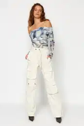 x Sagaza Studio Beige tovorni epni pas Podrobne kavbojke