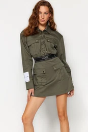 X Sagaza Studio Khaki elastični pas Poplin obleka