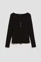 Dolg rokav Henley izrez Majice & Topi za dame image