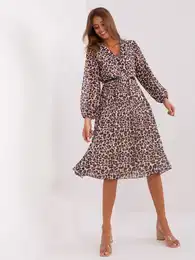 White and black leopard print dress with belt