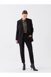 Carrot Cut Straight Crepe Women's Trousers