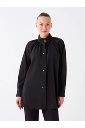 High Collar Plain Long Sleeve Oversize Women's Tunic