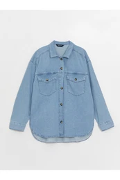 LCW Jeans Women's Straight Long Sleeve Oversize Jean Shirt