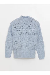 Half Turtleneck Openwork Long Sleeve Maternity Knitwear Sweater