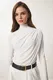 Happiness stanbul Women's Ecru Gathered Detailed High Neck Sandy Blouse