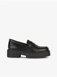 Black Women's Leather Moccasins on the Spherica Platform - Women