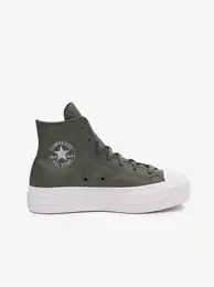 Khaki Women's Chuck Platform Leather Ankle Sneakers - Women's