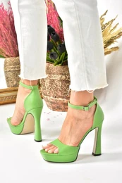 Grass Green Platform Thick Heeled Women's Shoes