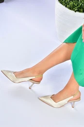 Ten Women's Satin Fabric Heeled Shoes