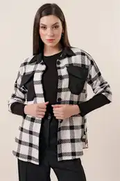 By Sayg Plaid Shanel Shirt With Collar And Pocket Garnish In Black